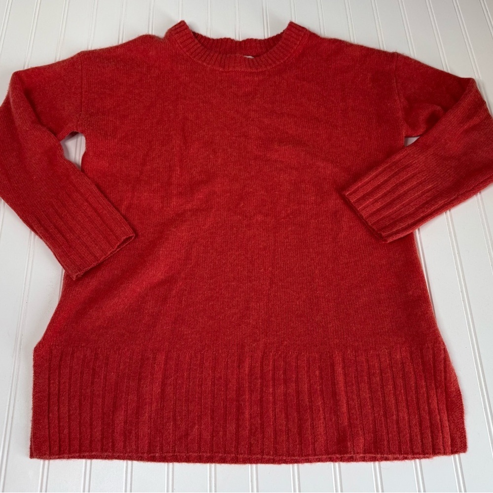Rachel Zoe Women 2 Ply Cashmere Sweater Crew Neck Pullover Orange Medium 1638